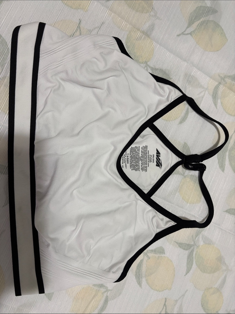 Avia White Sports Bralette with Black Trim